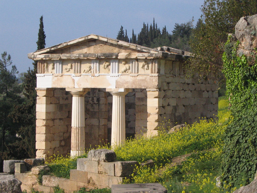 Athenian Treasury at Delphi, Greece. 