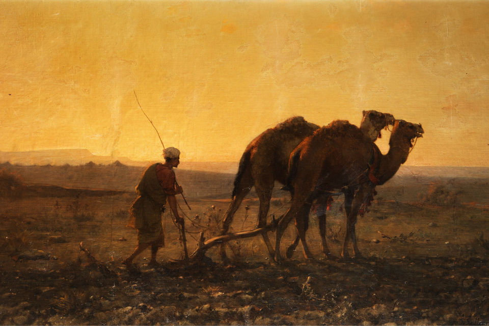 Árabe arando con camellos (1861), Gustave Guillaumet.