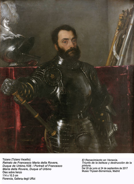 Retrato de Francesco Maria della Rovere de Tiziano. Óleo sobre lienzo. 114 x 10,3 cm. Florencia. Galleria degli Uffizi.