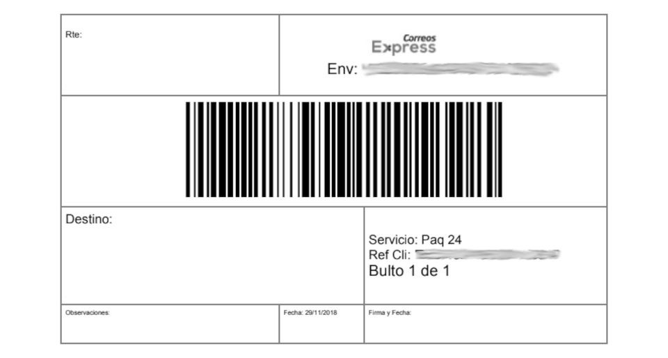 Carrier label stuck on a package