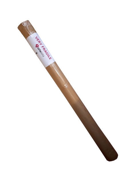 Artwork rolled up inside a cardboard tube