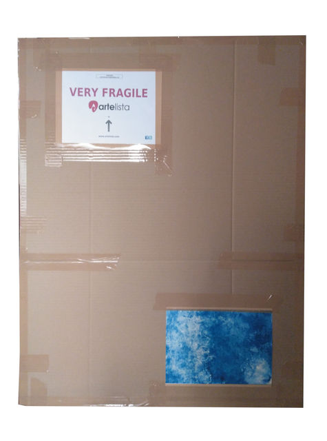 Artwork packed in a cardboard box