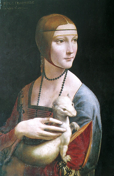 Dama del armiño. Around 1490. Leonardo da Vinci. Looted in Poland