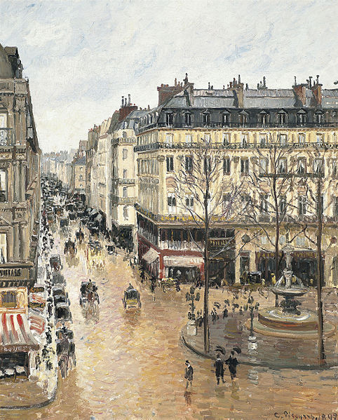 Calle Saint- Honoré por la tarde. Efecto de lluvia. 1897. Camille Pissarro. Owned by the Museo Thyssen-Bornemisza, it was claimed by the Jewish Cassirer family