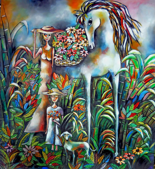 Retrato en el jardín. Antonio Pérez Bornot