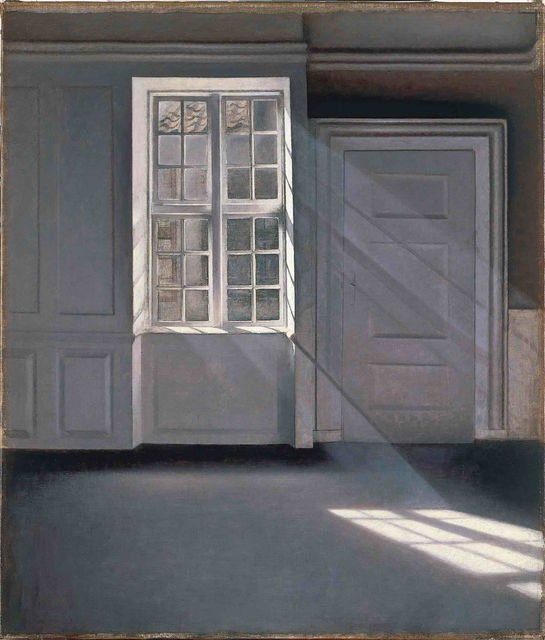 Rayos de sol o luz solar. Motas de polvo que bailan en los rayos del sol. 1900. Vilhelm Hammershoi