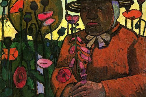 Vieja criada en el jardín con una botella de cristal. 1907. Paula Modersohn- Becker