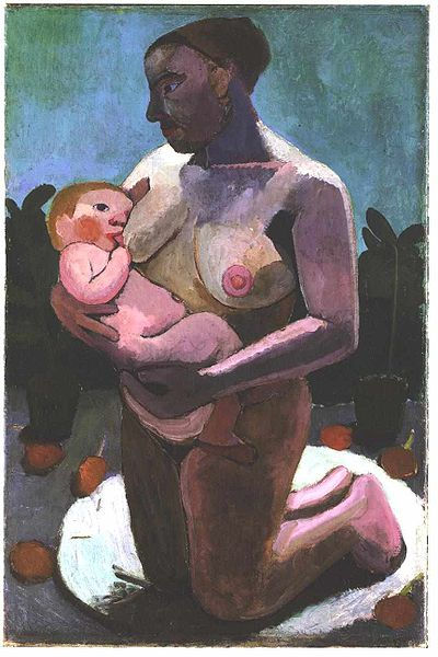 Madre arrodillada con niño. Hacia 1907. Paula Modersohn- Becker