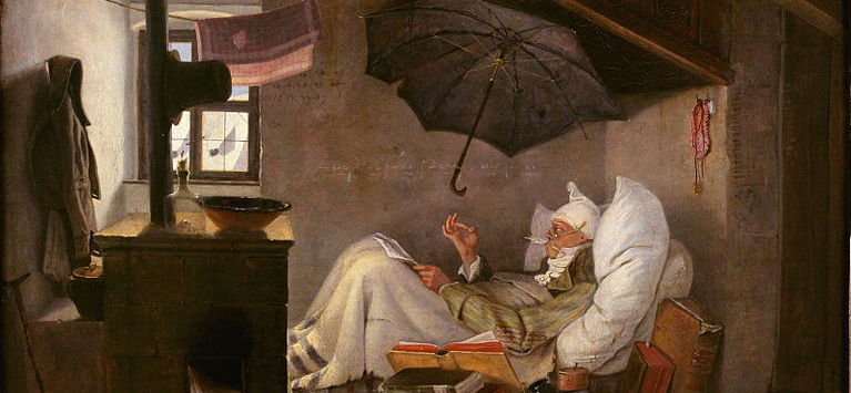 Carl Spitzweg: shielding yourself from reality by counting verses