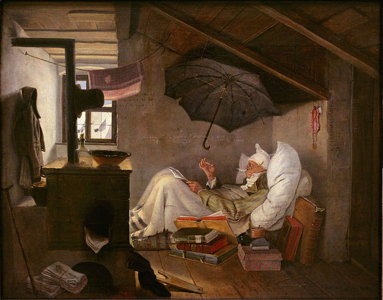Carl Spitzweg: shielding yourself from reality by counting verses