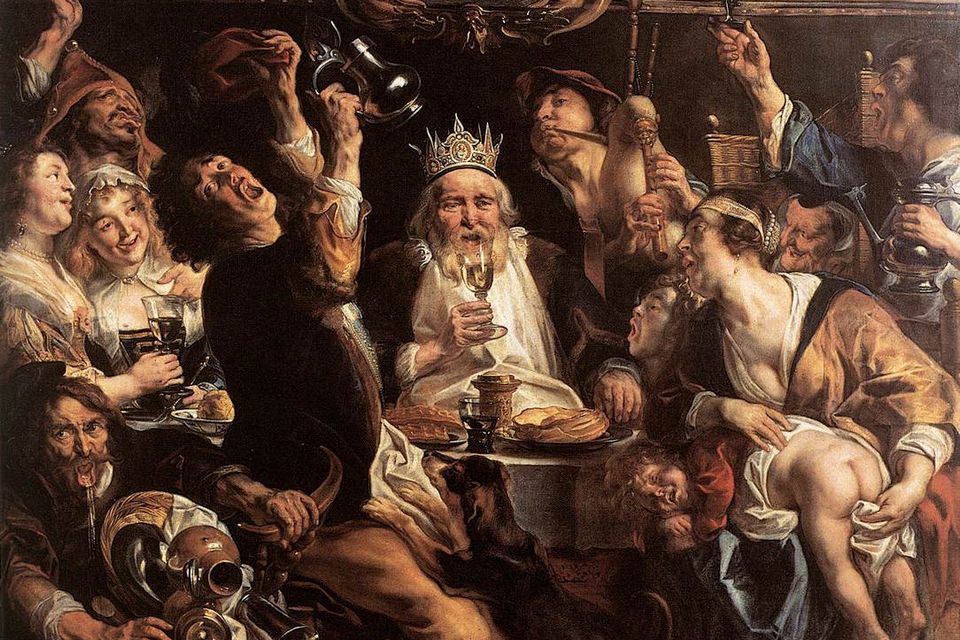 El rey bebe. 1640. Jacob Jordaens.