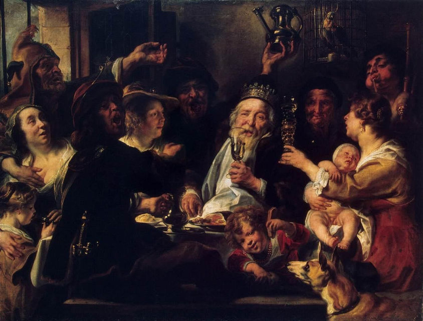 El rey bebe. 1638. Jacob Jordaens.