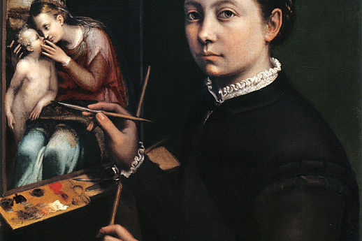Autorretrato en el caballete. Sofonisba Anguissola. 1556