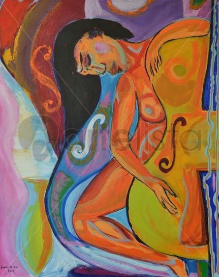 Mujer con chelo, Florez de Uria. 