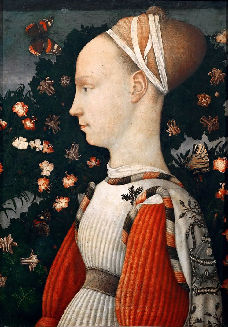 Pisanello: portrait of a princess and three butterflies