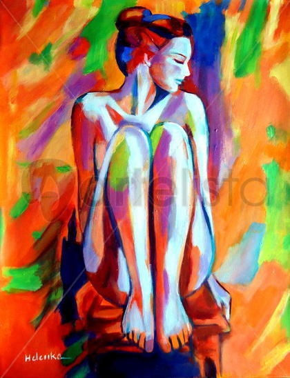 Seated thoughtful woman, Helena Wierzbicki
